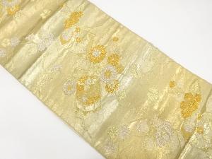 アンティーク　貝桶に花・霞模様織り出し袋帯（材料）